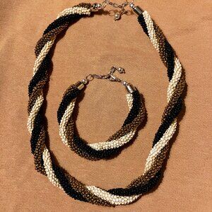 Vintage Seed Bead Necklace and Bracelet Set